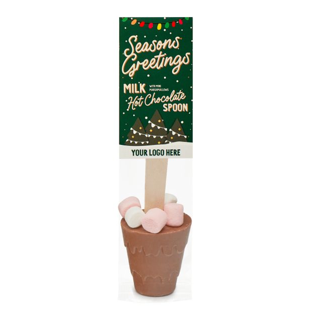 Winter Collection `25 – Eco Info Card – Hot Choc Spoon – Milk Chocolate with Mini Marshmallows