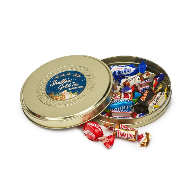 Winter Collection `25 – Shallow Gold Treat Tin – Celebrations